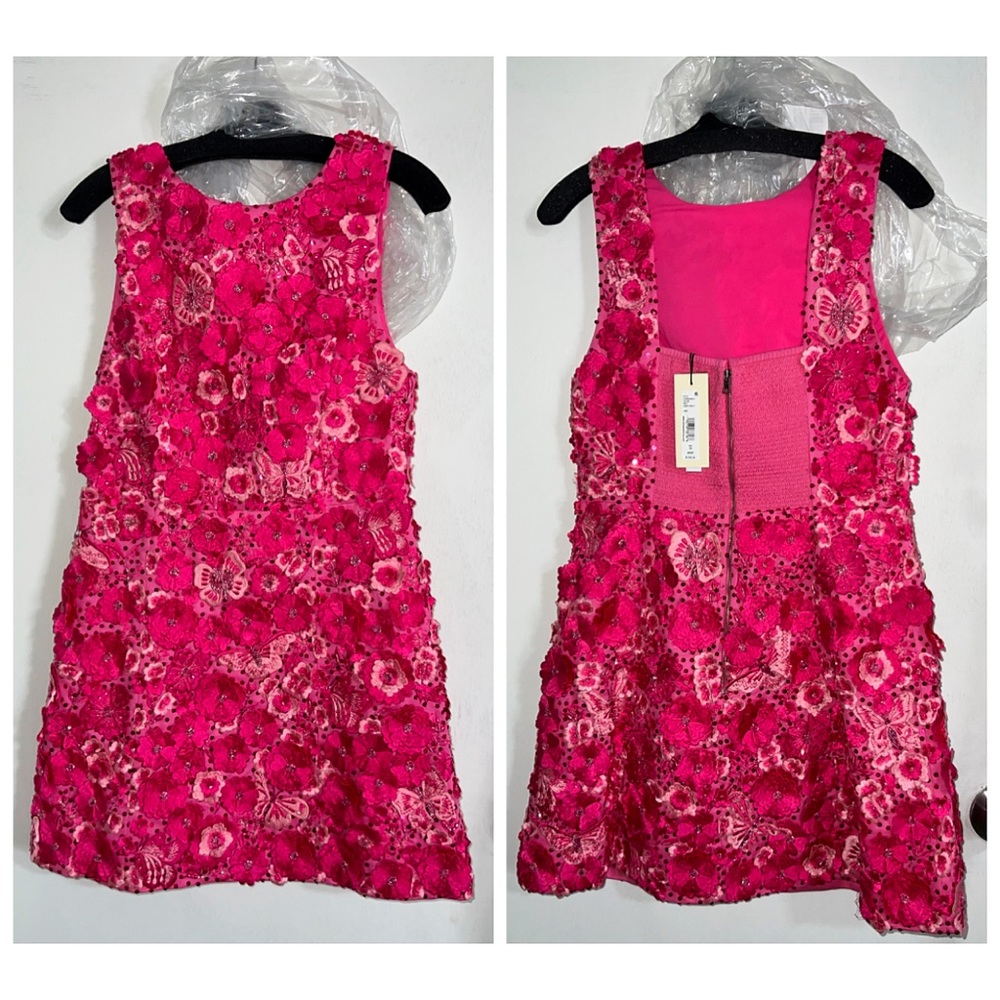 Alice + Olivia Lindsey Floral Embellished Pink Mini Gown Dress - Picture 10 of 16